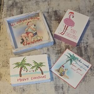 🌴 Beachy Christmas Signs Bundle (4 Pieces) 🌴